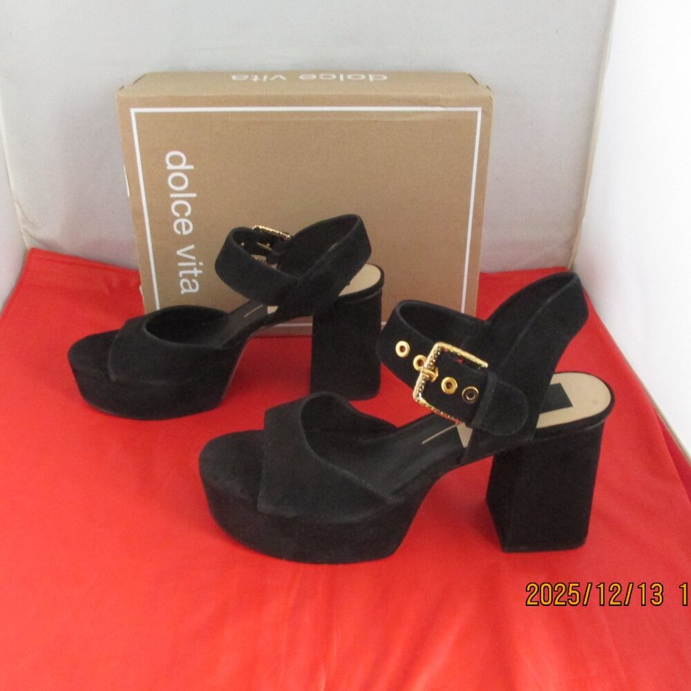 DOLCE VITA BOBBY HEELED SANDALS - $150 - US Size 11 - ONYX SUEDE - 1410 - Picture 2 of 10